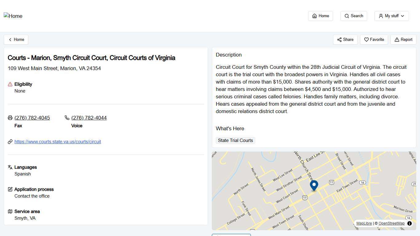 Courts - Marion, Smyth Circuit Court, Circuit Courts of Virginia